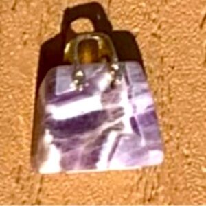🆕DREAM AMETHYST GENUINE NATURAL STONE QUARTZ CARVED PURSE BAG TOTE CHARM #2